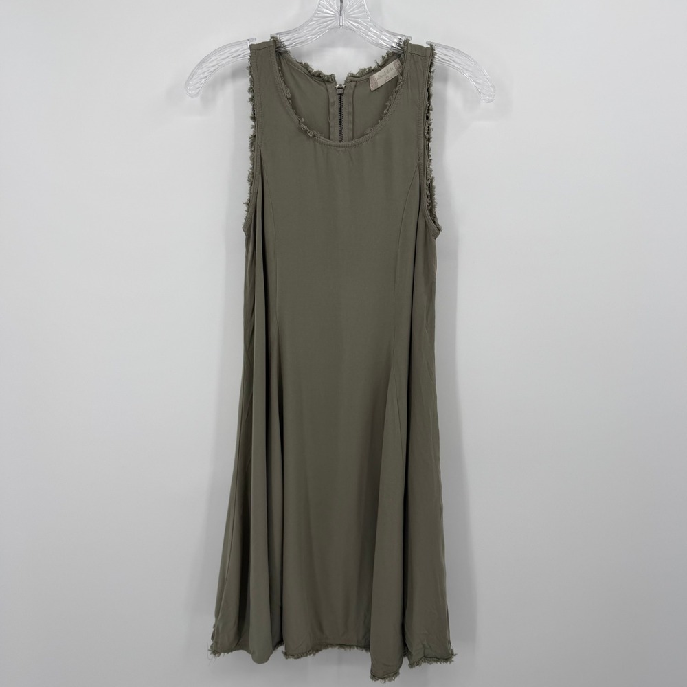 Altar d State‎ Olive Green Frayed Hem Zipper Front Dress XS